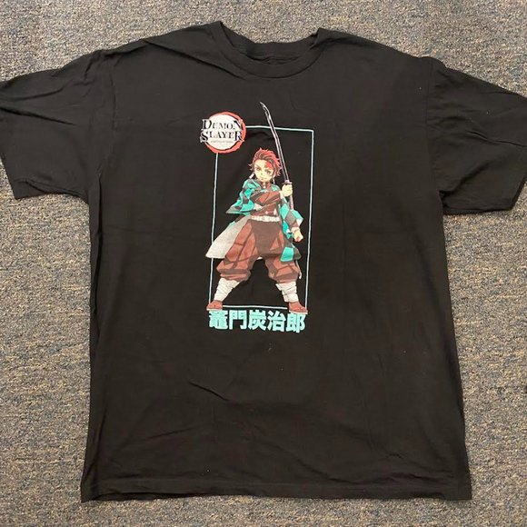T-shirt Anime Rengoku Kyoujurou & Tanjiro - Manches Courtes Délavé - Style Rétro Et Tendance - Coton Doux